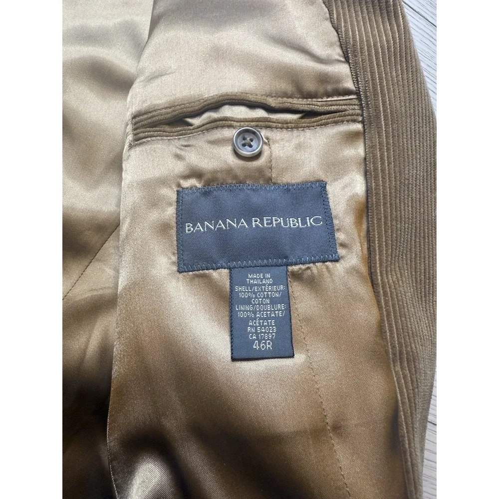 Banana‎ Republic Corduroy Blazer Men Size 46R Carmel Khaki Cotton Two Button